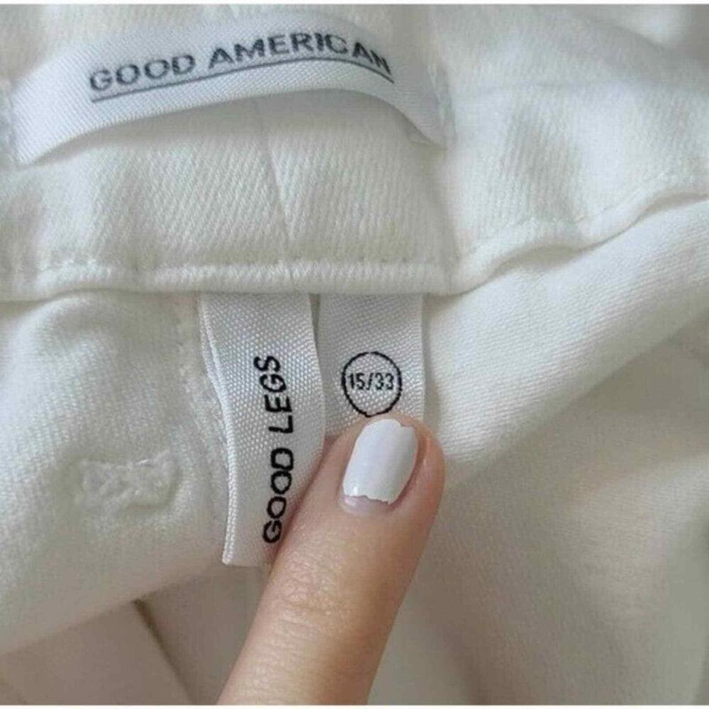 nwt GOOD AMERICAN GOOD LEGS HIGH WAIST SNAKE STRIPE TUX JEANS SZ 15/ 33 ( - Picture 2 of 5